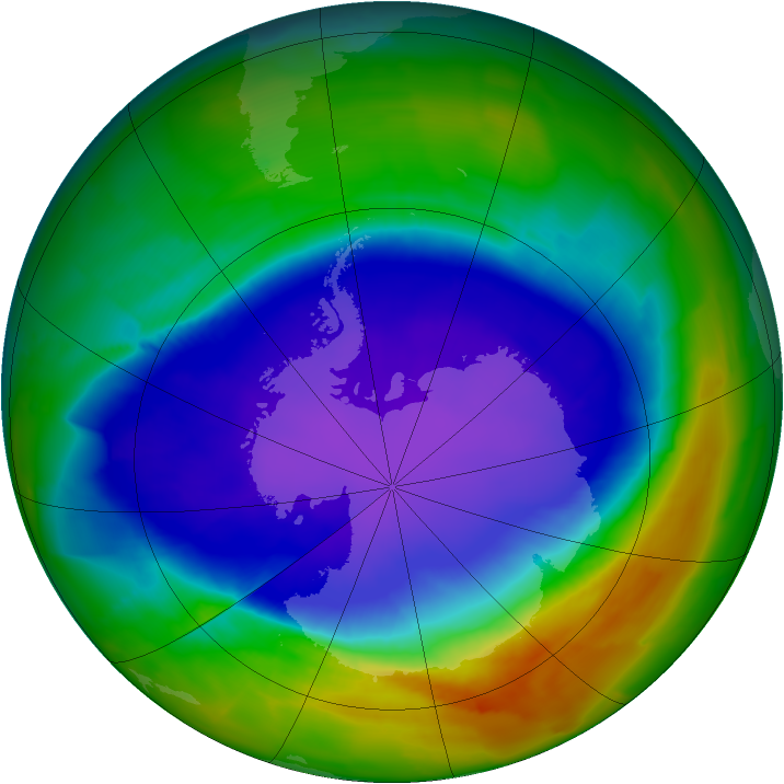 Antarctic ozone map for 12 October 2011